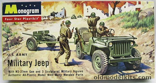 Monogram 1/35 US Army Military Jeep with M3-37mm Gun and 3 GIs, PM21-98 plastic model kit